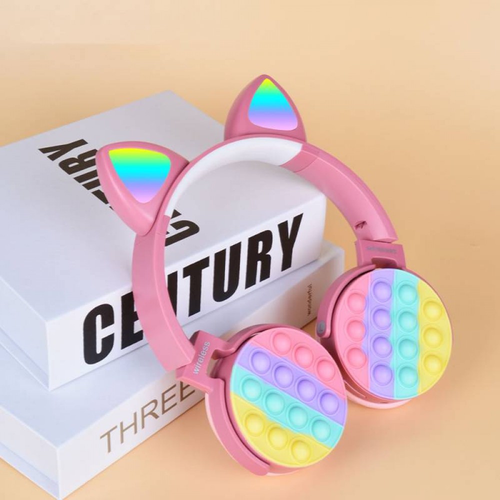 Zore CXT-950 RGB Led Işıklı Kedi Kulağı Band Tasarımı Ayarlanabilir Katlanabilir Kulak Üstü Bluetooth Kulaklık